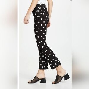 7 For All Mankind High Rise Slim Kick Jeans in Black with White Polka Dots